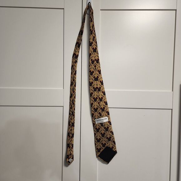 Disney Parks Mickey Mouse 100% Silk Novelty Necktie Yellow Rust Blue Gold - Picture 6 of 11
